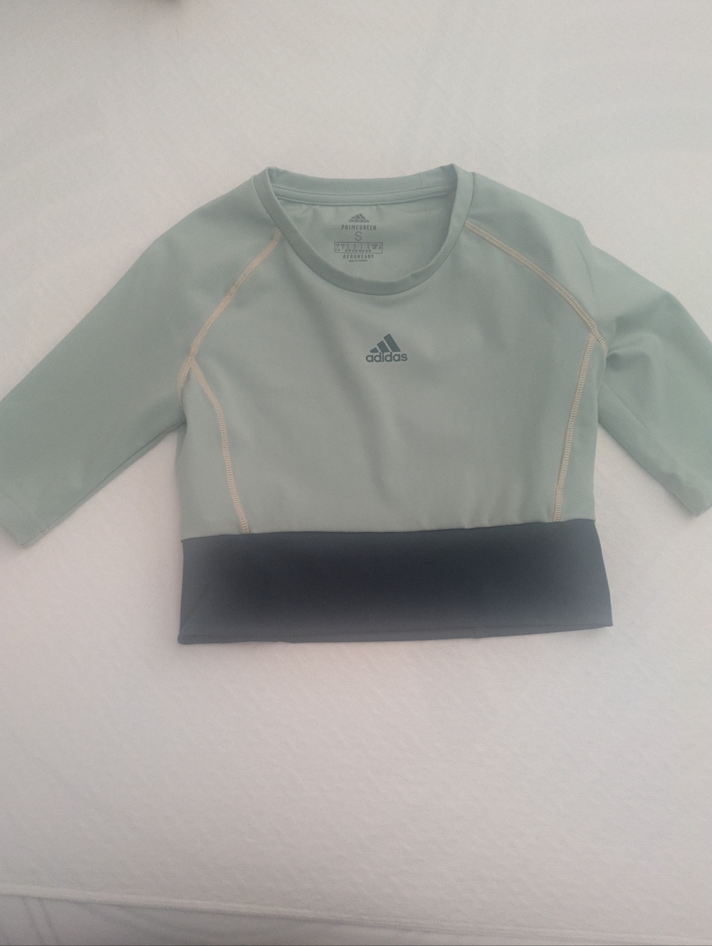 adidas Mint Green and Dark Green  Long Sleeve Crop Rashguard